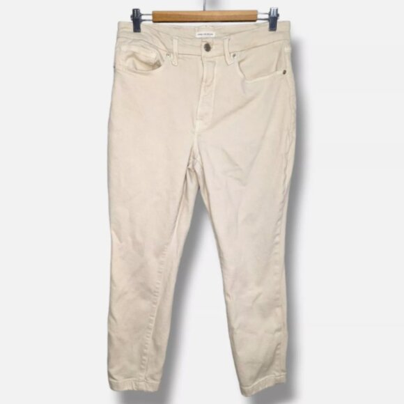 Good American GOOD CLASSIC SLIM STRAIGHT JEANS Bone Size 10 / 30 - Picture 1 of 4